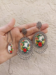 polymer clay oval  pendant