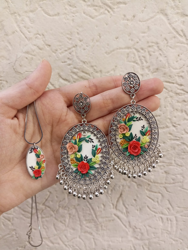 polymer clay oval  pendant
