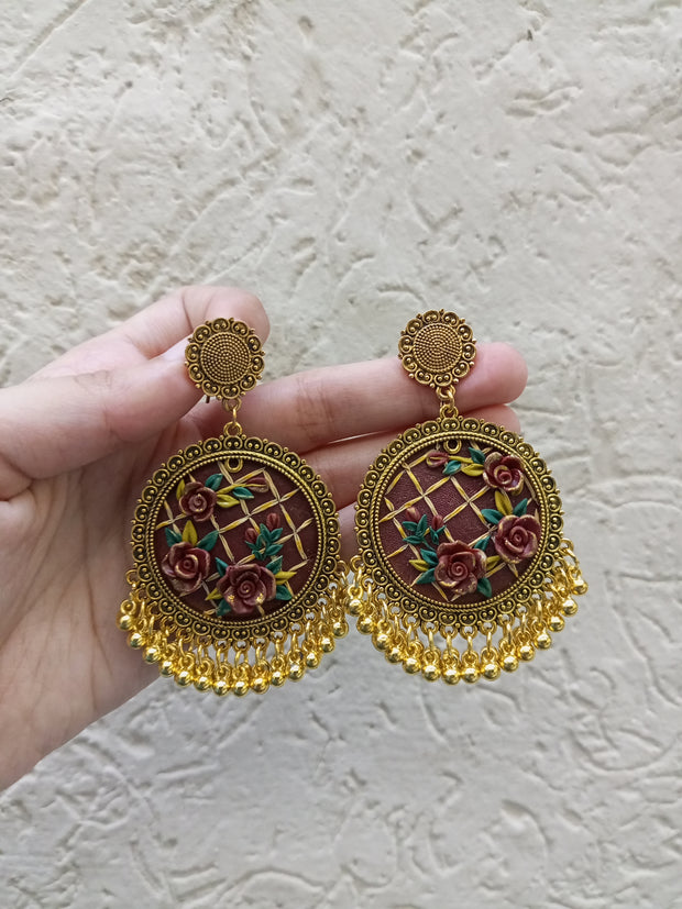 polymer clay maroon  jhumka