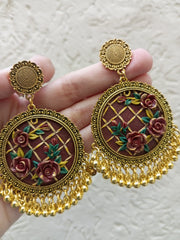 polymer clay maroon  jhumka