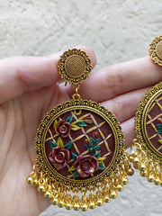 polymer clay maroon  jhumka