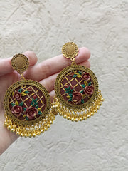 polymer clay maroon  jhumka