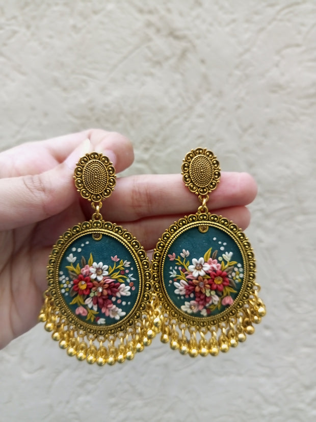 polymer clay green  jhumka