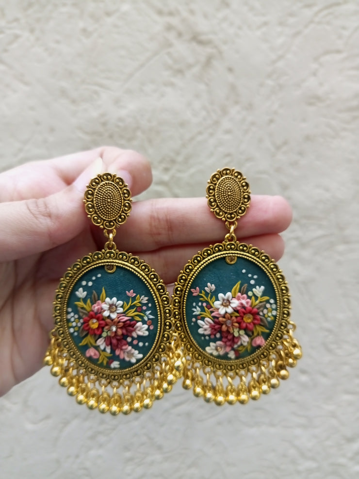 polymer clay green  jhumka