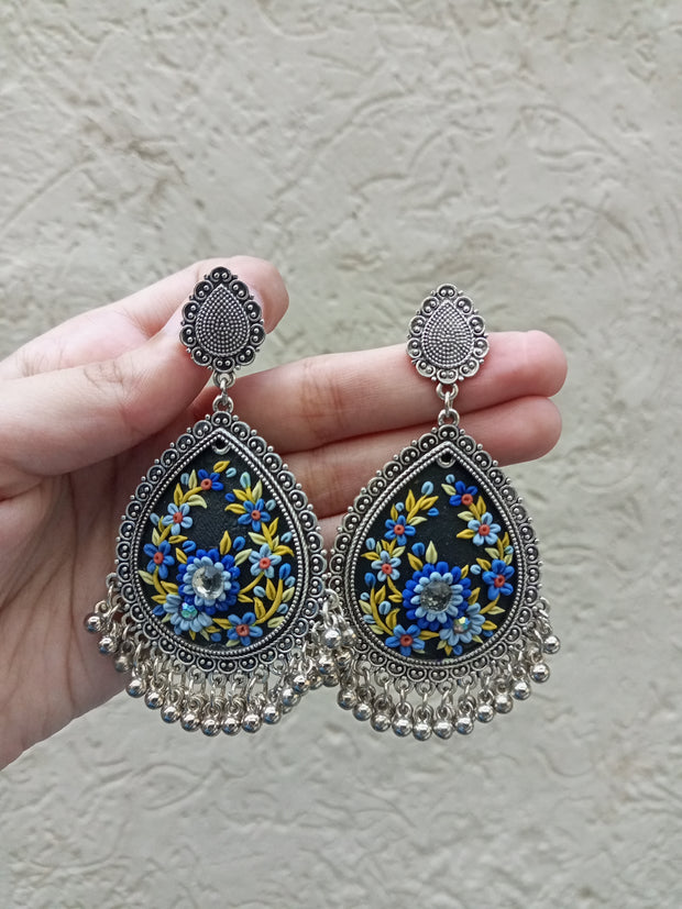 polymer clay blue  jhumka