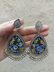 polymer clay blue  jhumka