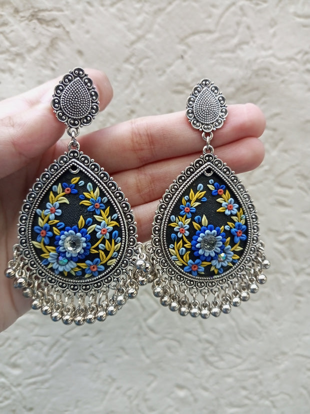polymer clay blue  jhumka