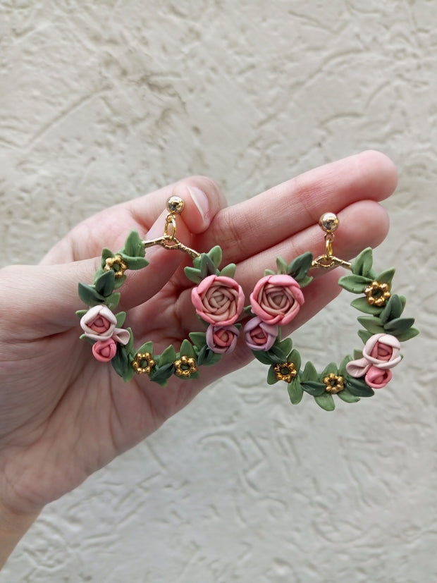 polymer clay  multi floral hoop
