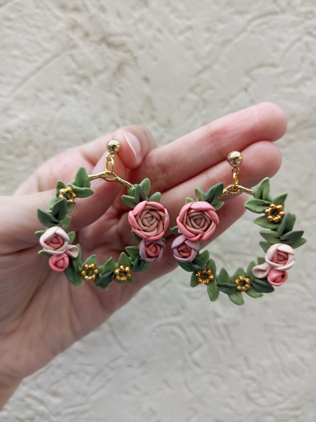 polymer clay  multi floral hoop