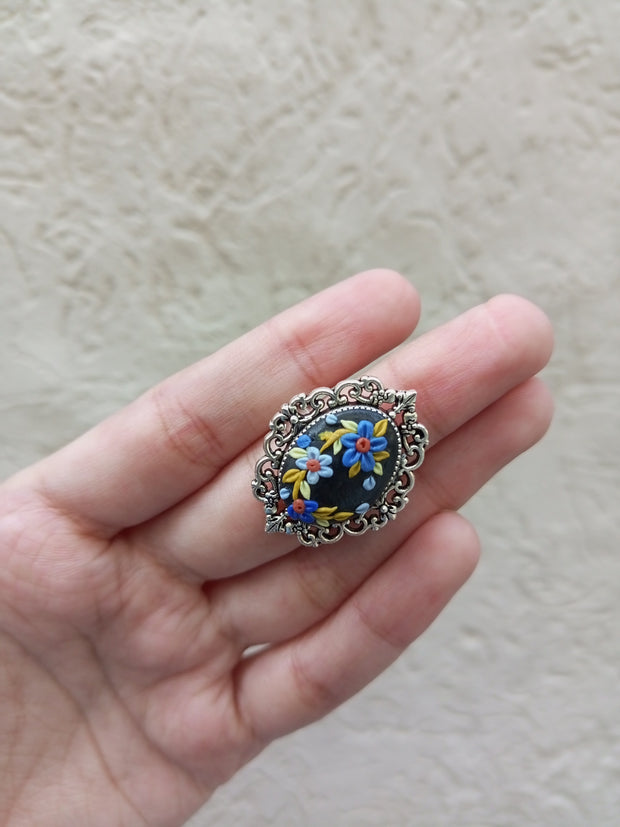 polymer clay blue ring