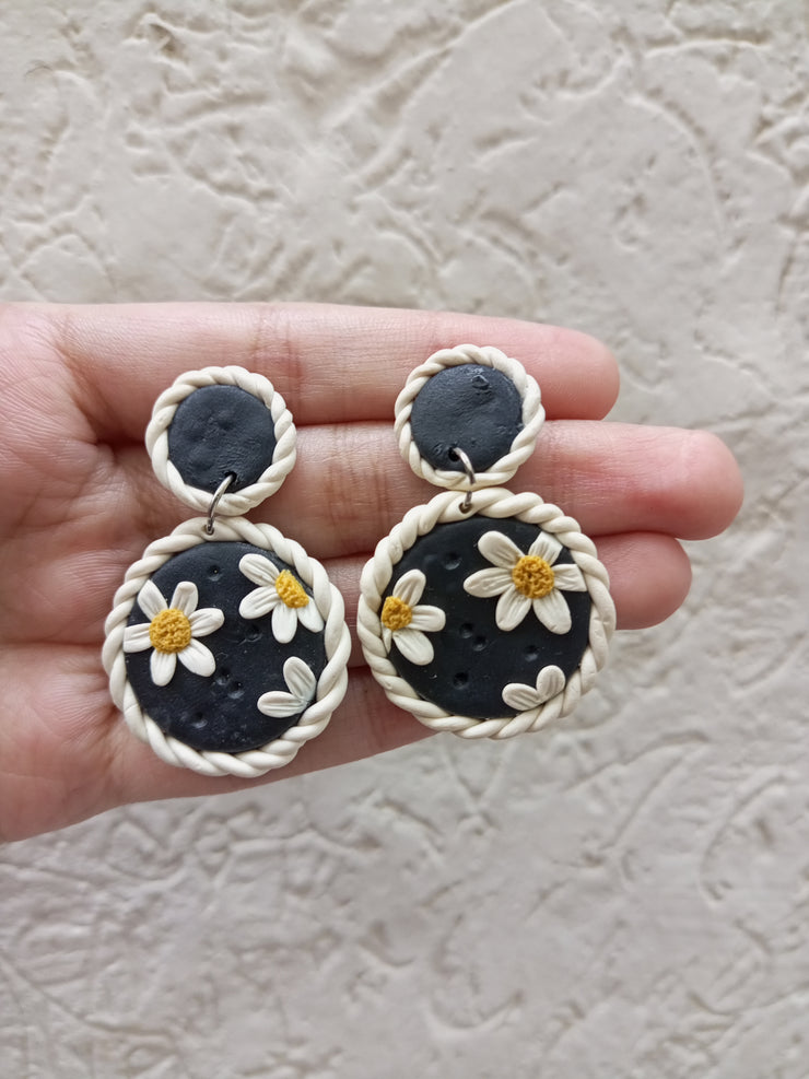 polymer clay black  earrings