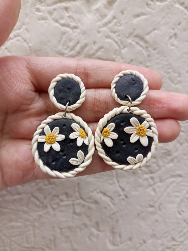 polymer clay black  earrings