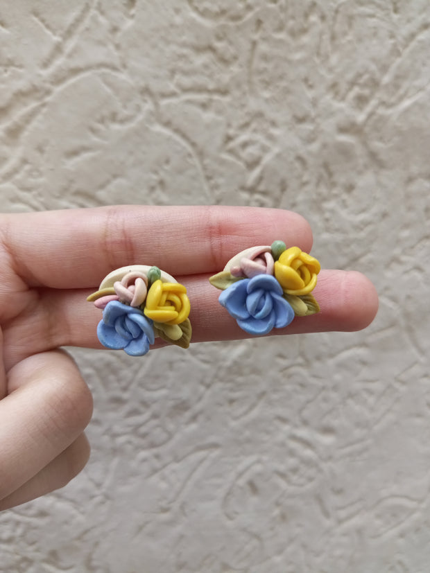 polymer clay light colour multi studs