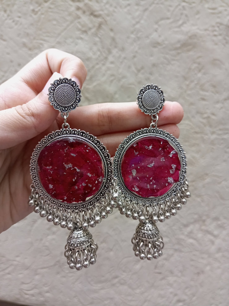 Rose Silver Jhumka Earrings jewelry