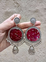 Rose Silver Jhumka Earrings jewelry