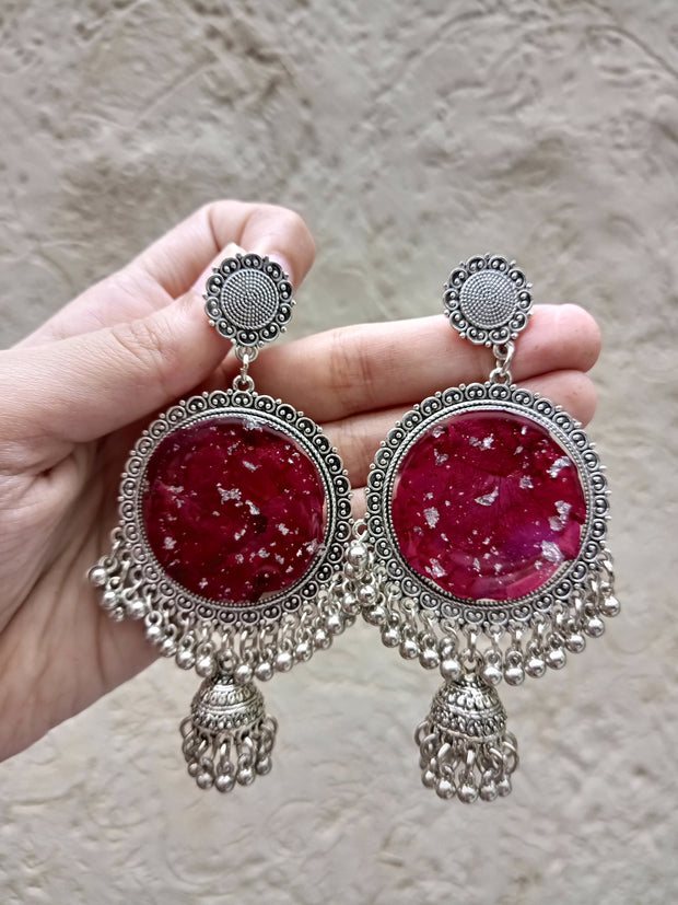 Rose Silver Jhumka Earrings jewelry