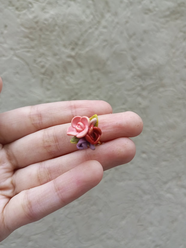 polymer clay dark  colour multi ring,pendant and studs set