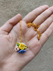 polymer clay light colour multi  pendant