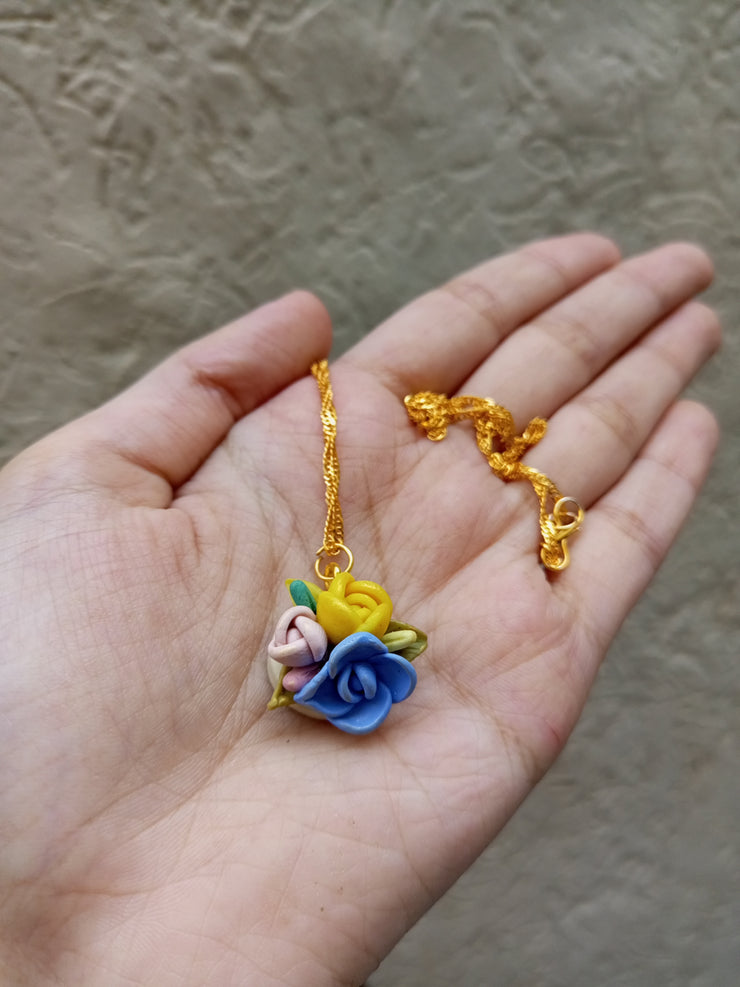 polymer clay light colour multi  pendant