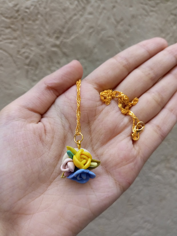 polymer clay light colour multi  pendant