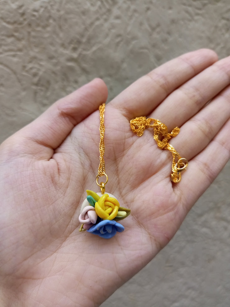 polymer clay light colour multi  pendant