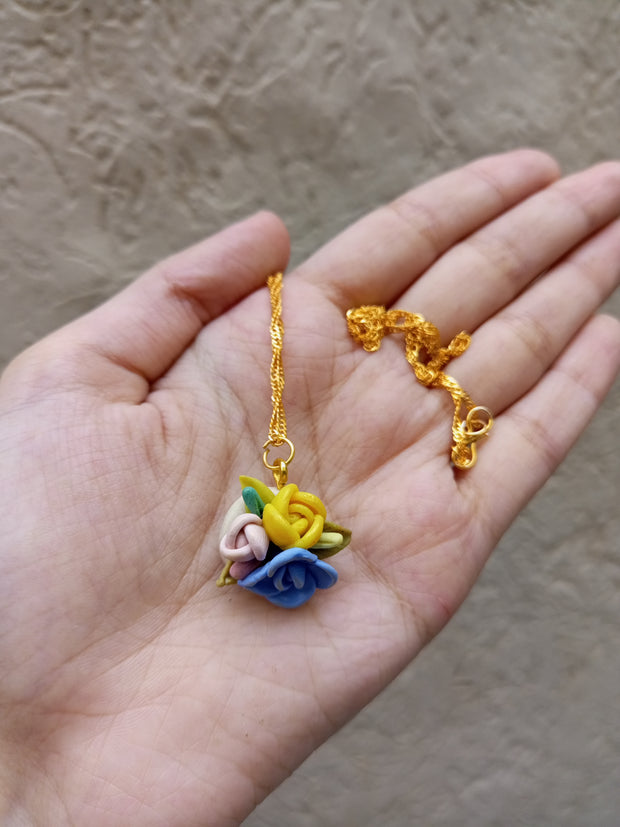 polymer clay light colour multi ring,pendant and studs set