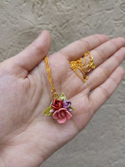 polymer clay dark colour multi  pendant