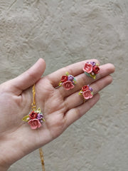 polymer clay dark  colour multi ring,pendant and studs set
