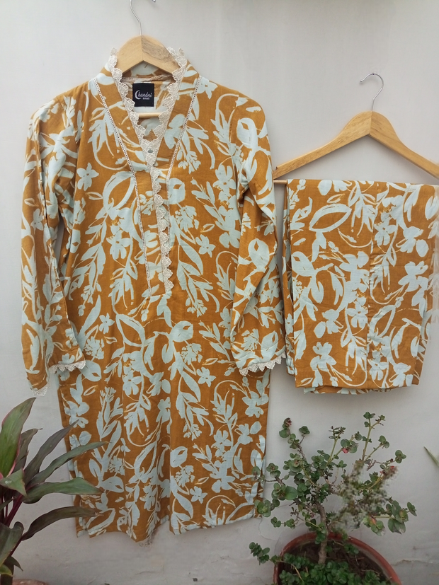 2PC SOFT COTTON FLORAL PRINT SUIT
