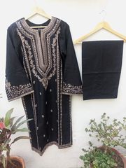 2PC BLACK EMBROIDERY  KHADDAR DRESSS