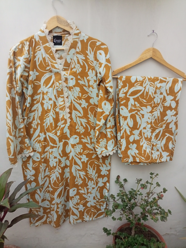 2PC SOFT COTTON FLORAL PRINT SUIT
