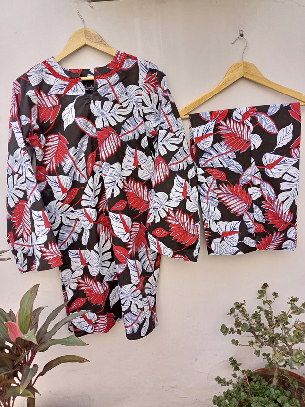2PC COTTON FLORAL PRINT SUIT