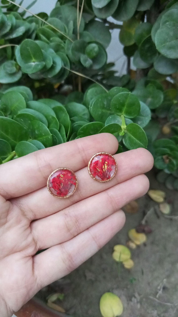 Fresh Petal Charms Epoxy Dried Flower Ear Studs