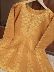 NECK EMBROIDERED SHORT FROK WITH HANDWORK