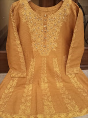 NECK EMBROIDERED SHORT FROK WITH HANDWORK