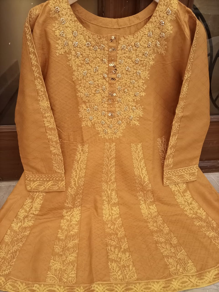 NECK EMBROIDERED SHORT FROK WITH HANDWORK