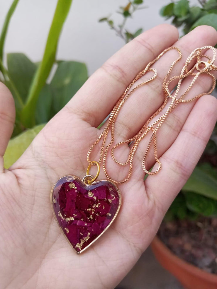 ROSE CRUSH HEART PENDENT (WITH CHAIN)