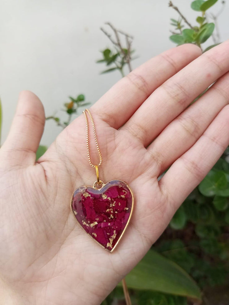 ROSE CRUSH HEART PENDENT (WITH CHAIN)