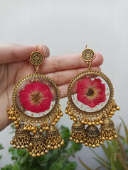 ROSE  FLOWER TRI JHUMKI JHUMKA  EARRINGS