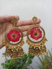 ROSE  FLOWER TRI JHUMKI JHUMKA  EARRINGS