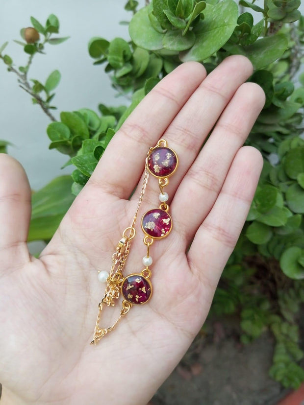 Flat Pressed Resin Preserved Fresh Petal Charms Epoxy Dried Flower Brecelet  jewelry (3 BLOCK )