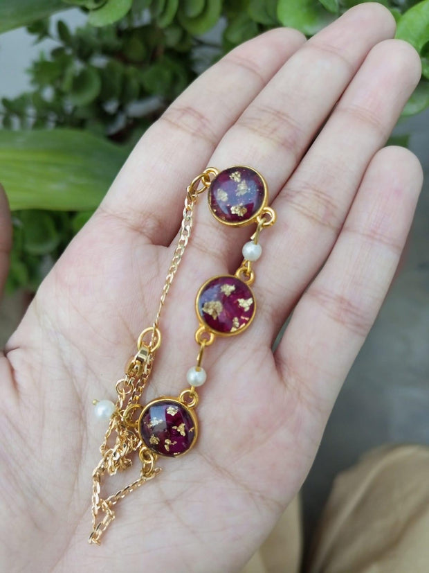 Flat Pressed Resin Preserved Fresh Petal Charms Epoxy Dried Flower Brecelet  jewelry (3 BLOCK )