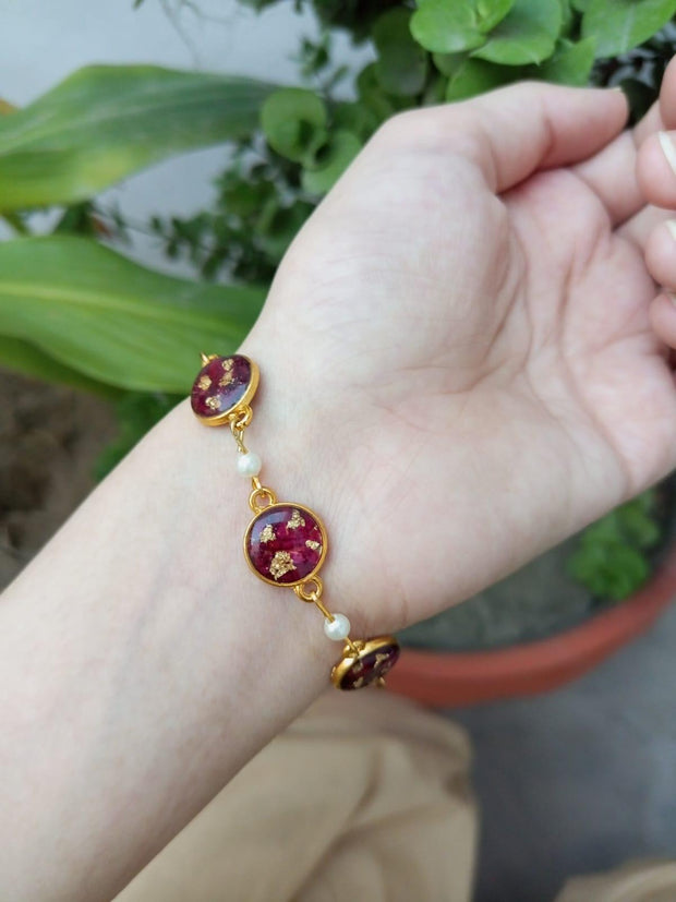 Flat Pressed Resin Preserved Fresh Petal Charms Epoxy Dried Flower Brecelet  jewelry (3 BLOCK )