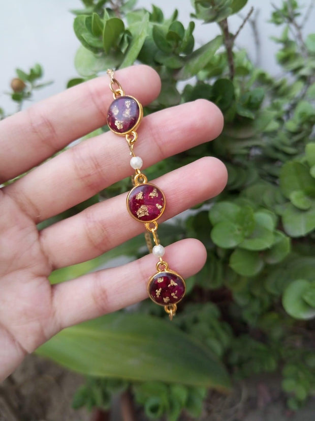 Flat Pressed Resin Preserved Fresh Petal Charms Epoxy Dried Flower Brecelet  jewelry (3 BLOCK )