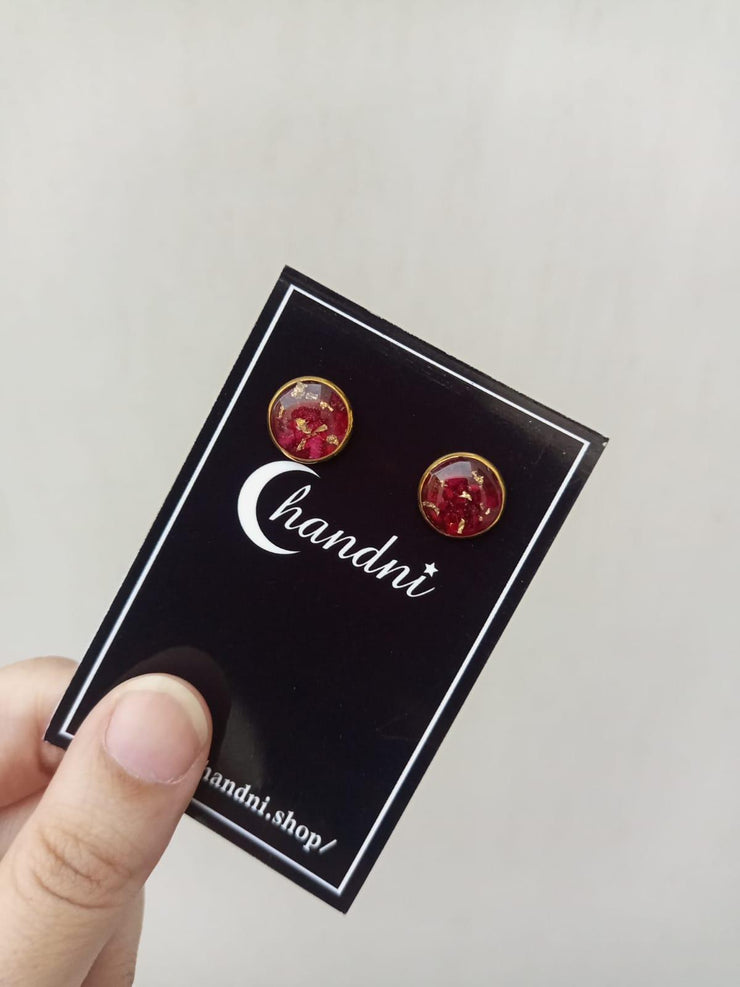 CRUSH ROSE   PENNDENT WITH CHAIN ,EAR STUDS AND RING