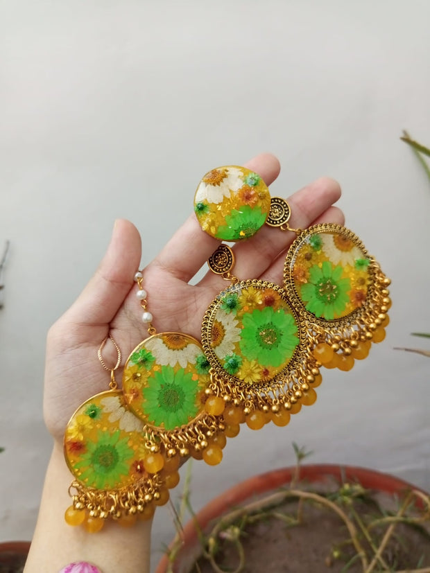 Flat Pressed Resin Preserved Fresh Petal Charms Epoxy Dried Flower Mehandi Theme  Bindiya