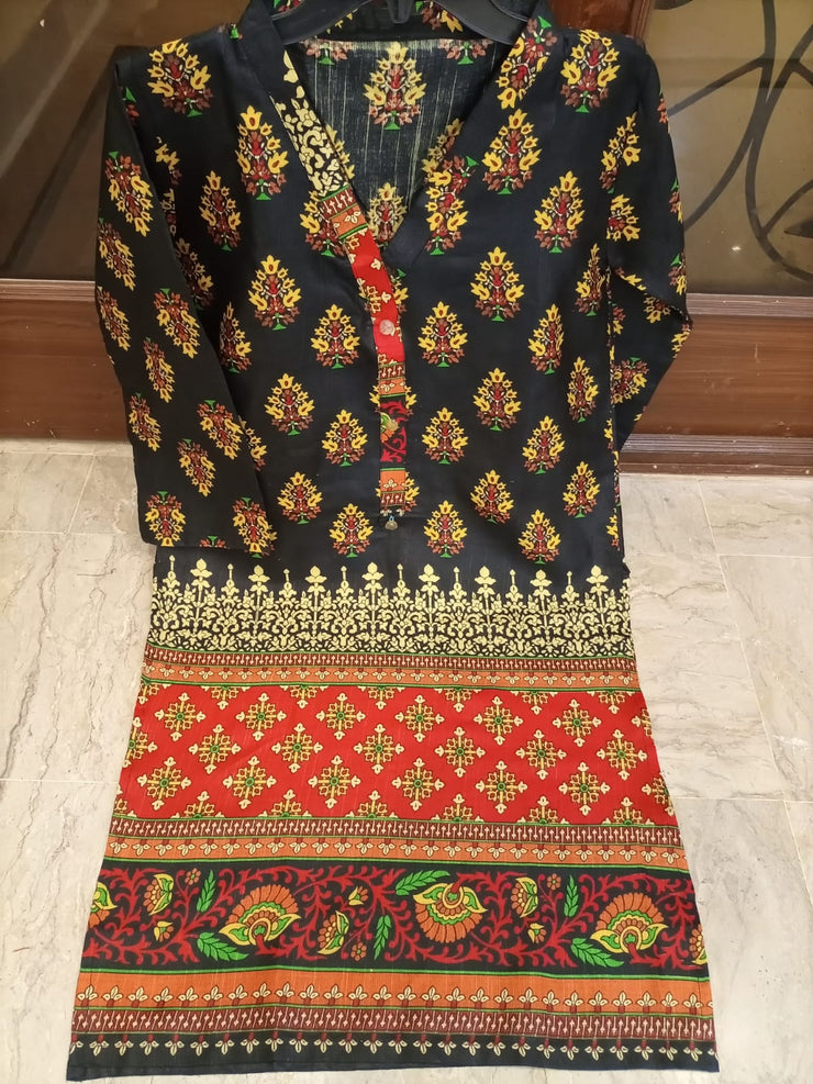 BLACK PRINTED  KHADDAR SHIRT