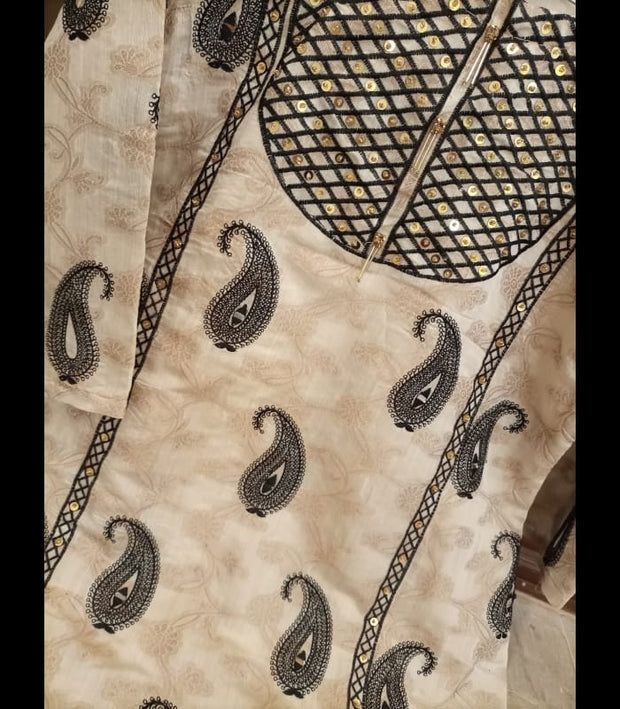 JACQUARD EMBROIDERY WITH MOTI  AND MIRROR HANDWORK COTTON  JACQUARD   SHIRT
