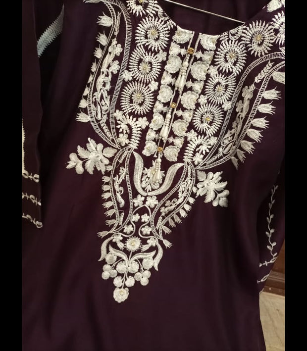 EMBROIDERY  WITH PEARLS WORK   VISCOSE SHIRT