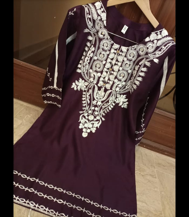 EMBROIDERY  WITH PEARLS WORK   VISCOSE SHIRT